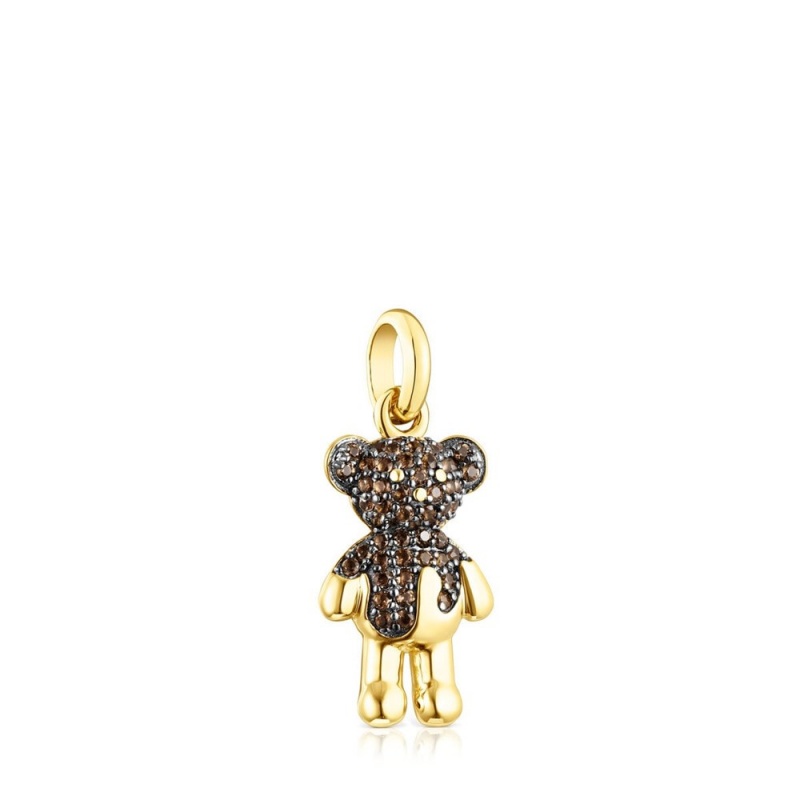 Colgantes TOUS vermeil Teddy Bear Splash with smoky quartz Mujer Plateados | 8972RHDGU