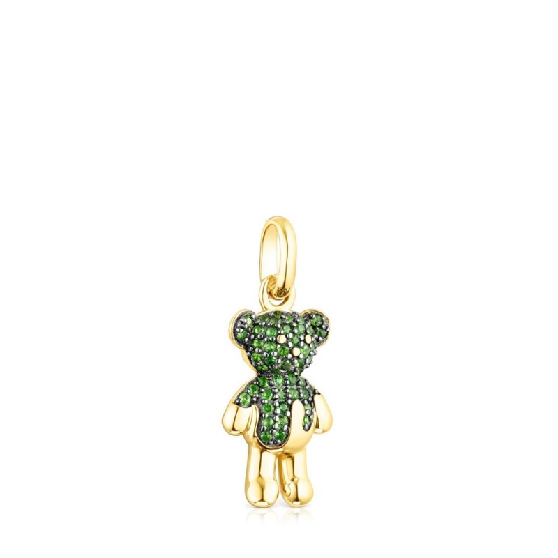 Colgantes TOUS vermeil Teddy Bear Splash with chrome diopside Mujer Plateados | 5049QVRTX