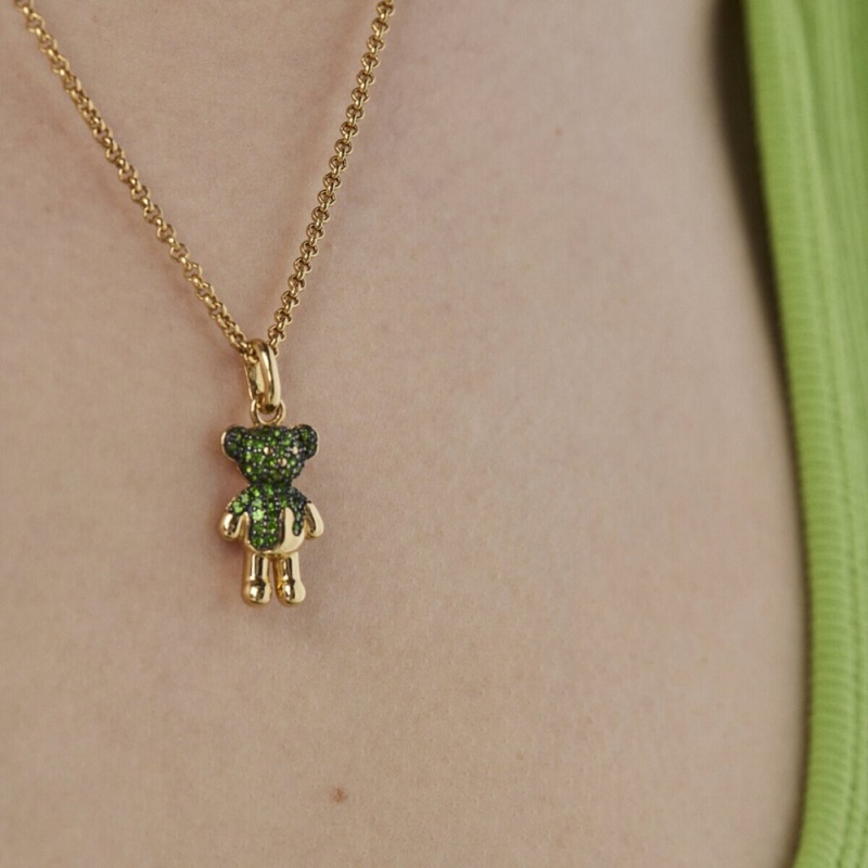 Colgantes TOUS vermeil Teddy Bear Splash with chrome diopside Mujer Plateados | 5049QVRTX