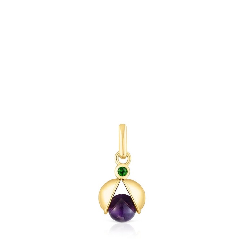 Colgantes TOUS vermeil Virtual Garden with amethyst chrome diopside Mujer Plateados | 9265XAYMF