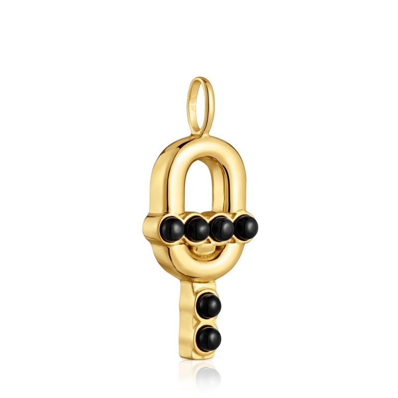 Colgantes TOUS with 18kt plating over onyx MANIFESTO Mujer Dorados Plateados Negros | 9025KYCEA