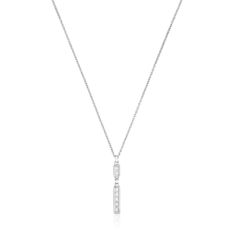 Collares TOUS Bear Row necklace with rectangular plate Mujer Plateados | 2094IDVAJ