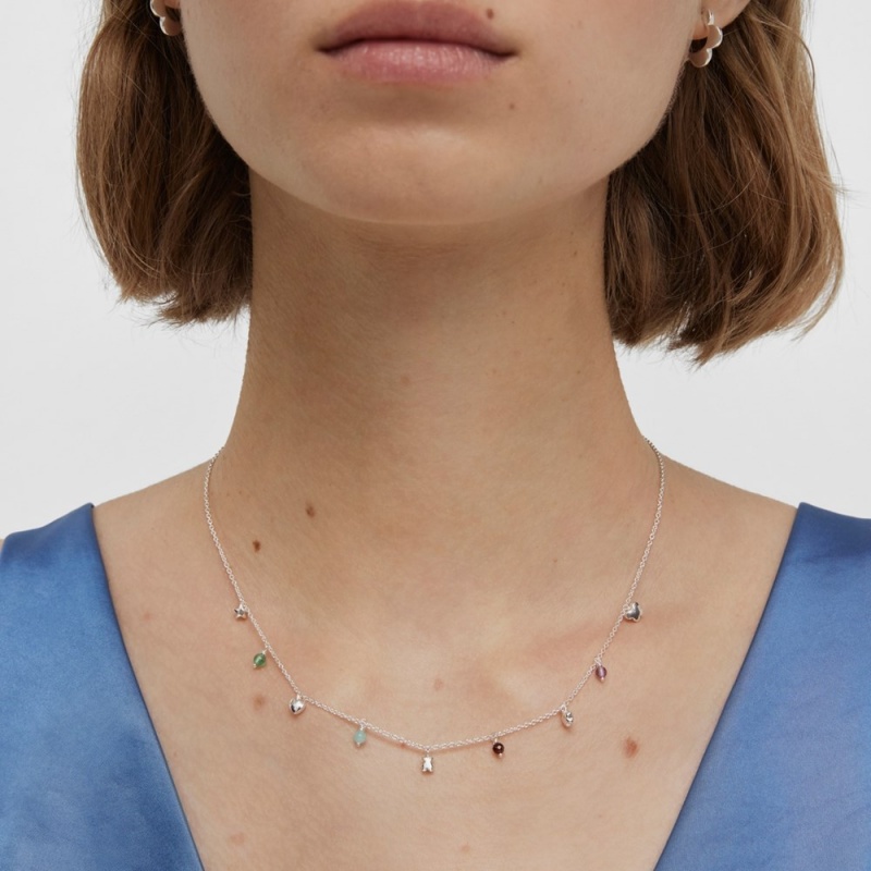 Collares TOUS Bold Motif with gemstones motifs Mujer Plateados | 2543CXUVT