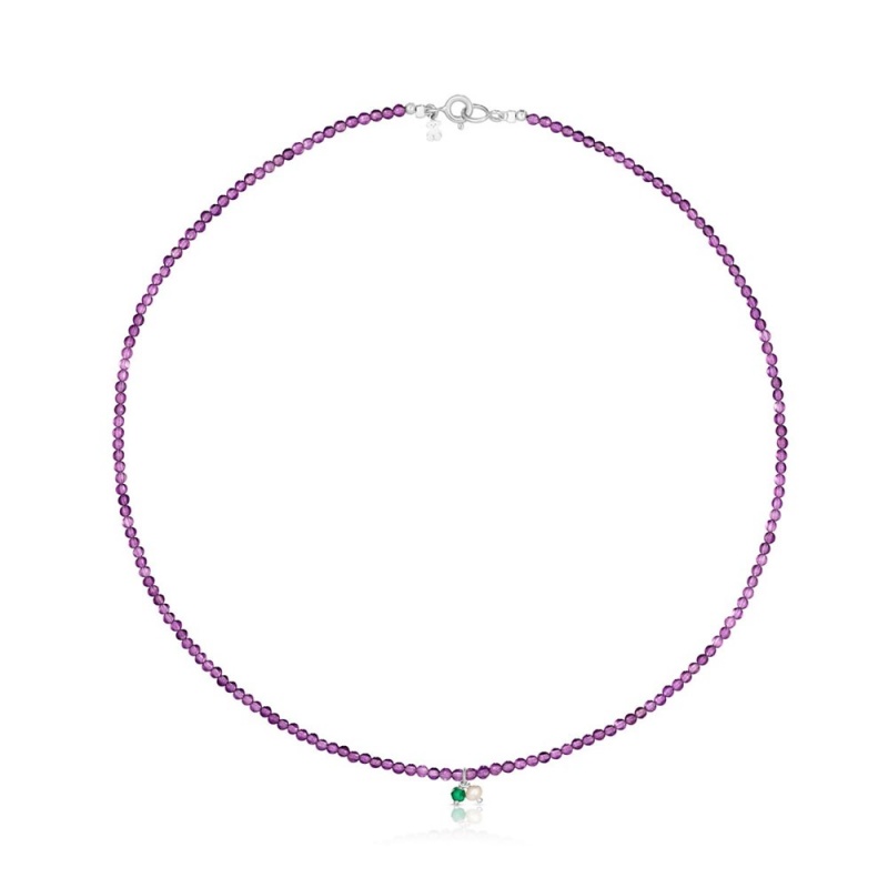 Collares TOUS Camille with amethyst Mujer Negros | 5097PSMGK