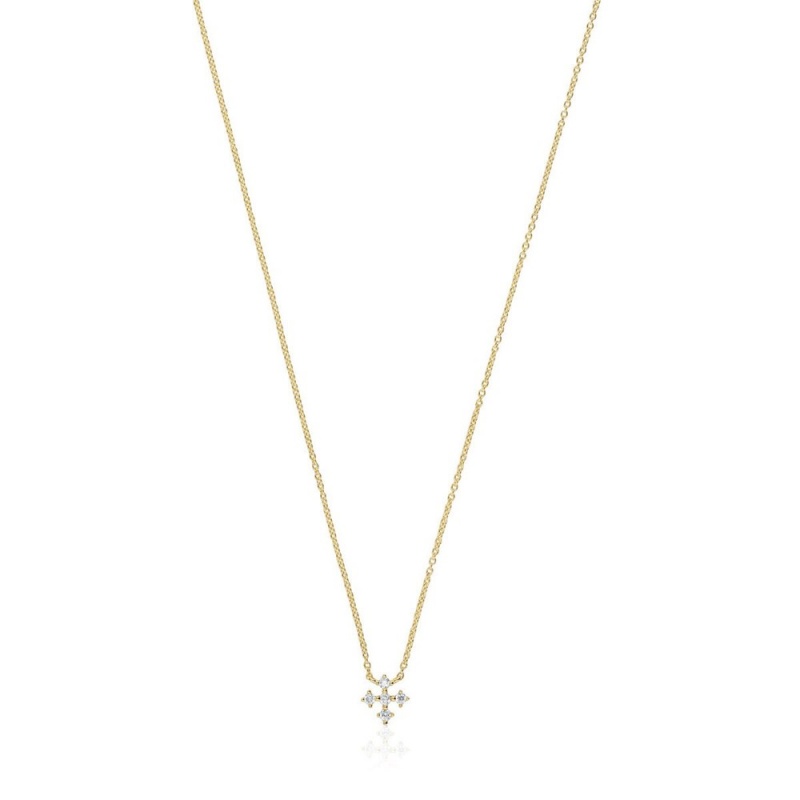 Collares TOUS Cross necklace with 0.08ct of diamonds Les Classiques Mujer Dorados | 5297EQLAD