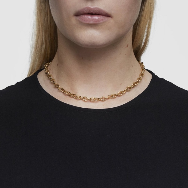 Collares TOUS Curb chain Choker with 18 kt plating over Mujer Dorados Plateados | 8596DHQCJ