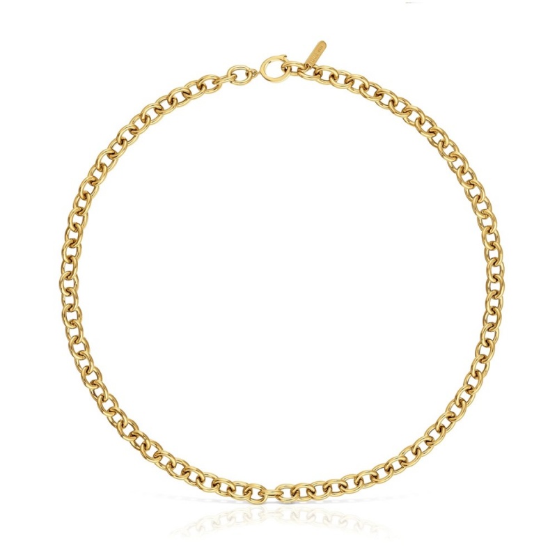 Collares TOUS Curb chain Choker with 18 kt plating over Mujer Dorados Plateados | 8596DHQCJ