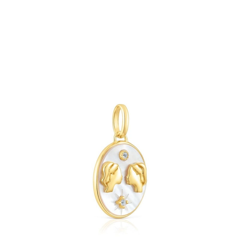 Collares TOUS Gemini Pendant in vermeil with mother-of-pearl topazes Horoscope Mujer Plateados | 9845MDOLC