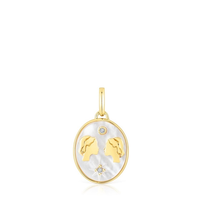 Collares TOUS Gemini Pendant in vermeil with mother-of-pearl topazes Horoscope Mujer Plateados | 9845MDOLC