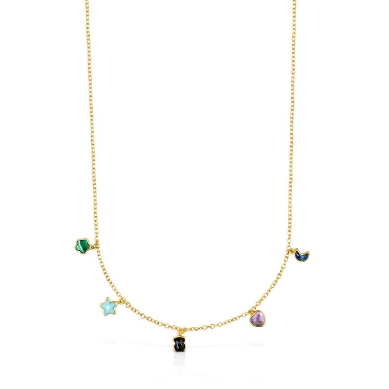 Collares TOUS Glory in Vermeil with Gemstones Mujer Plateados | 2690UYDIX