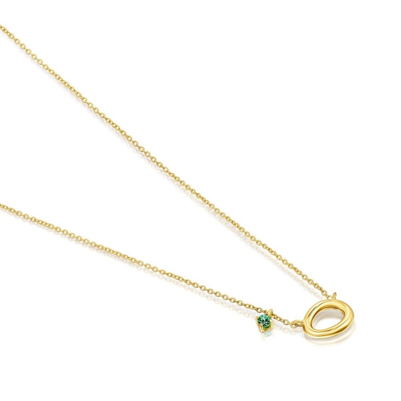 Collares TOUS Hav necklace in with tsavorite gems Mujer Dorados | 8941JSGYL