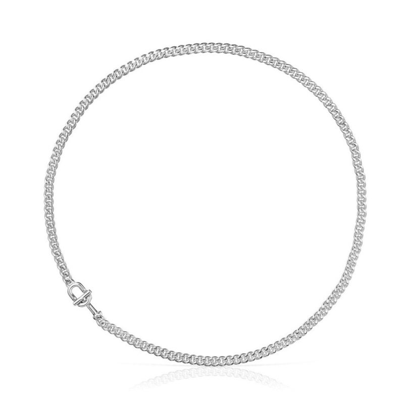 Collares TOUS Large Manifesto curb chain Choker in Mujer Plateados | 7386WTGKA