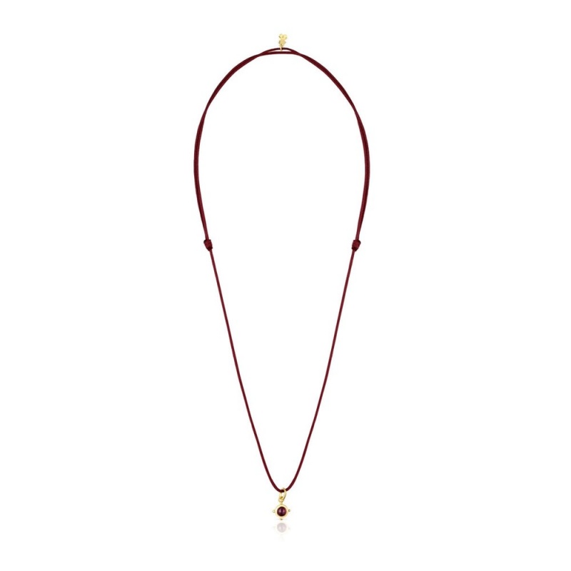 Collares TOUS Magic Nature with ruby garnet-colored cord Mujer Rojos Oscuro | 8796YVTMB