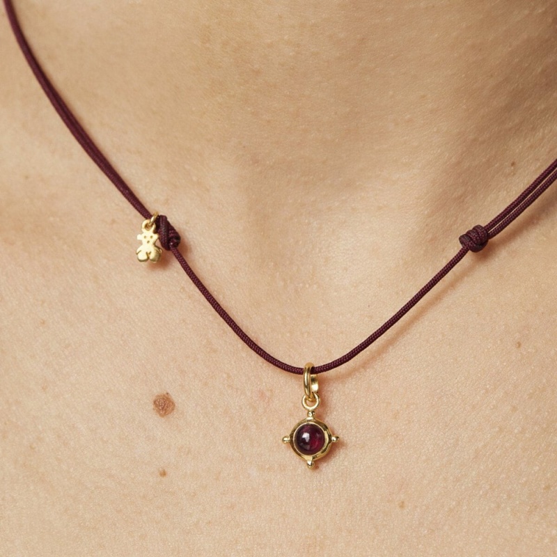 Collares TOUS Magic Nature with ruby garnet-colored cord Mujer Rojos Oscuro | 8796YVTMB