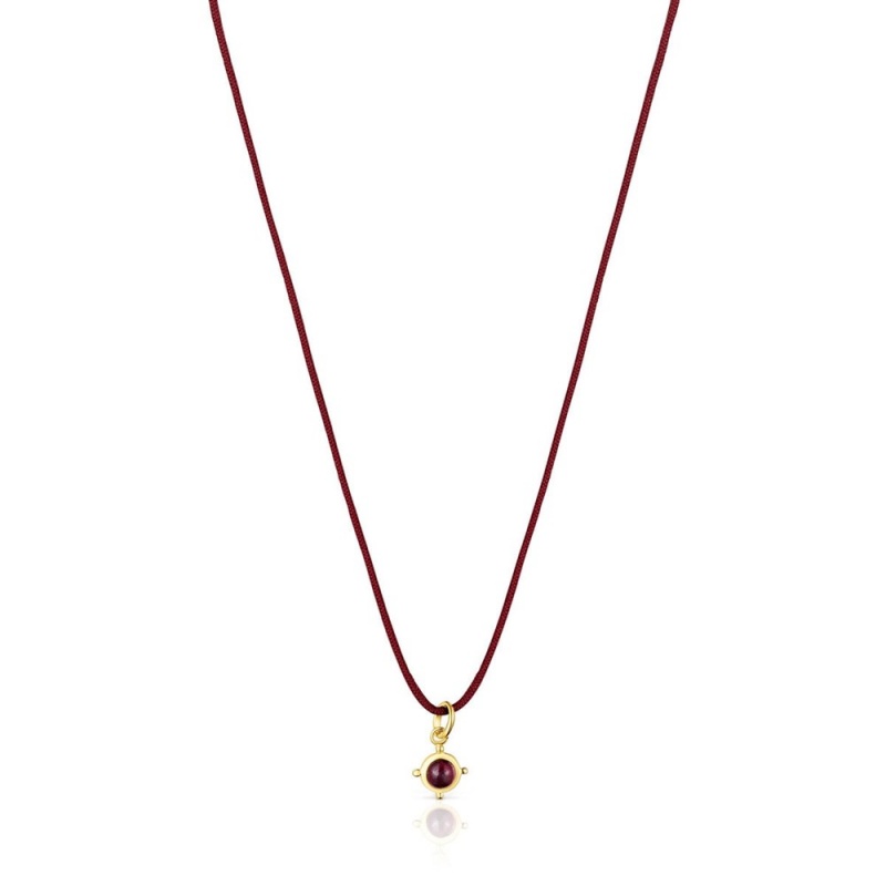 Collares TOUS Magic Nature with ruby garnet-colored cord Mujer Rojos Oscuro | 8796YVTMB