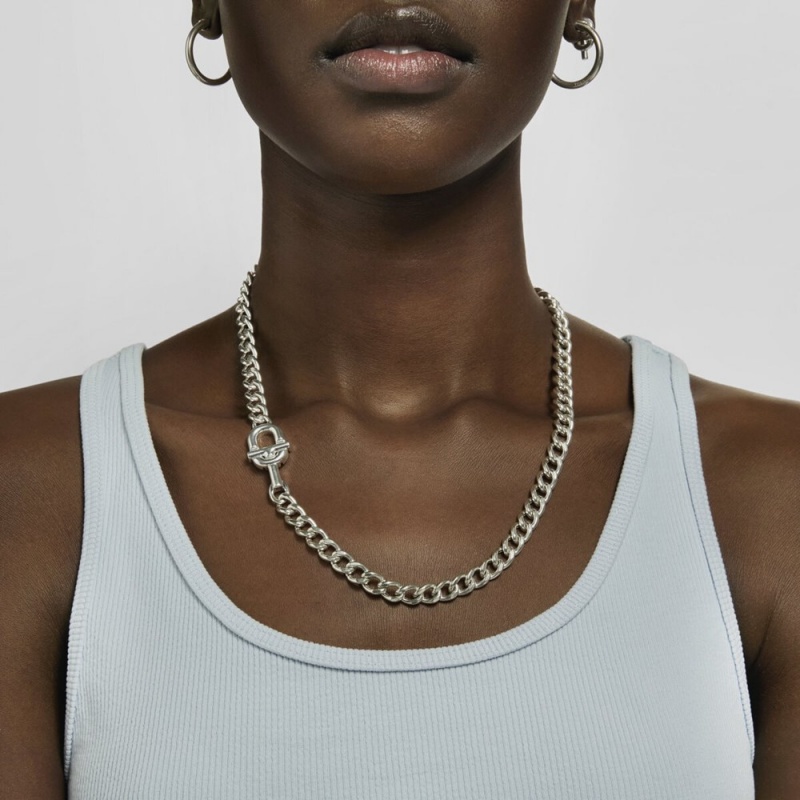 Collares TOUS Manifesto Man curbed Chain in Mujer Plateados | 2865QRHEM