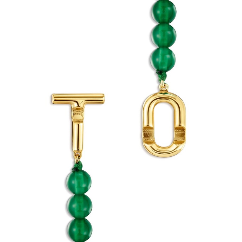 Collares TOUS Manifesto with 18kt plating over with chalcedony Mujer Dorados Plateados | 7396GBYWQ