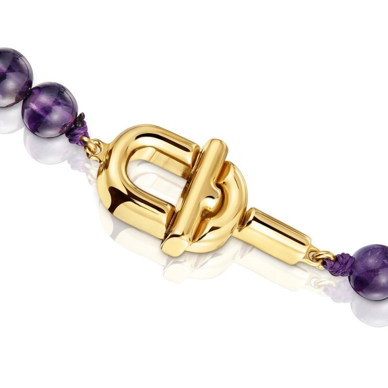 Collares TOUS Manifesto with 18kt plating over with amethyst Mujer Dorados Plateados | 1573EFRBT