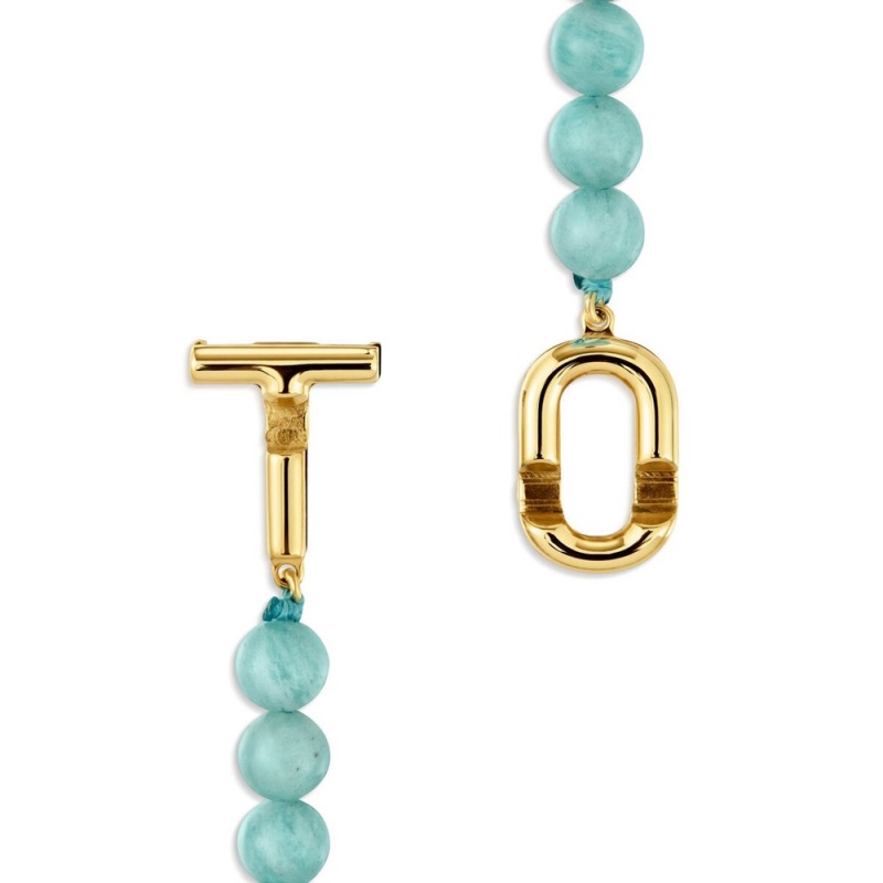 Collares TOUS Manifesto with 18kt plating over with amazonite Mujer Dorados Plateados | 9805VLKMD