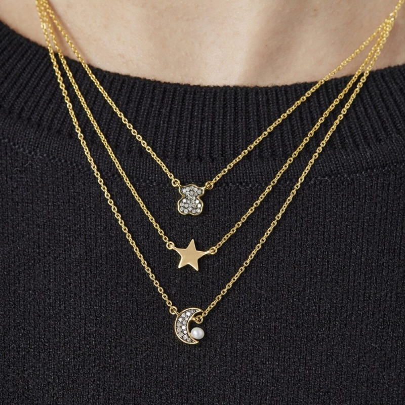 Collares TOUS Nocturne in Vermeil with Diamonds Pearl Mujer Plateados | 3207POXDL