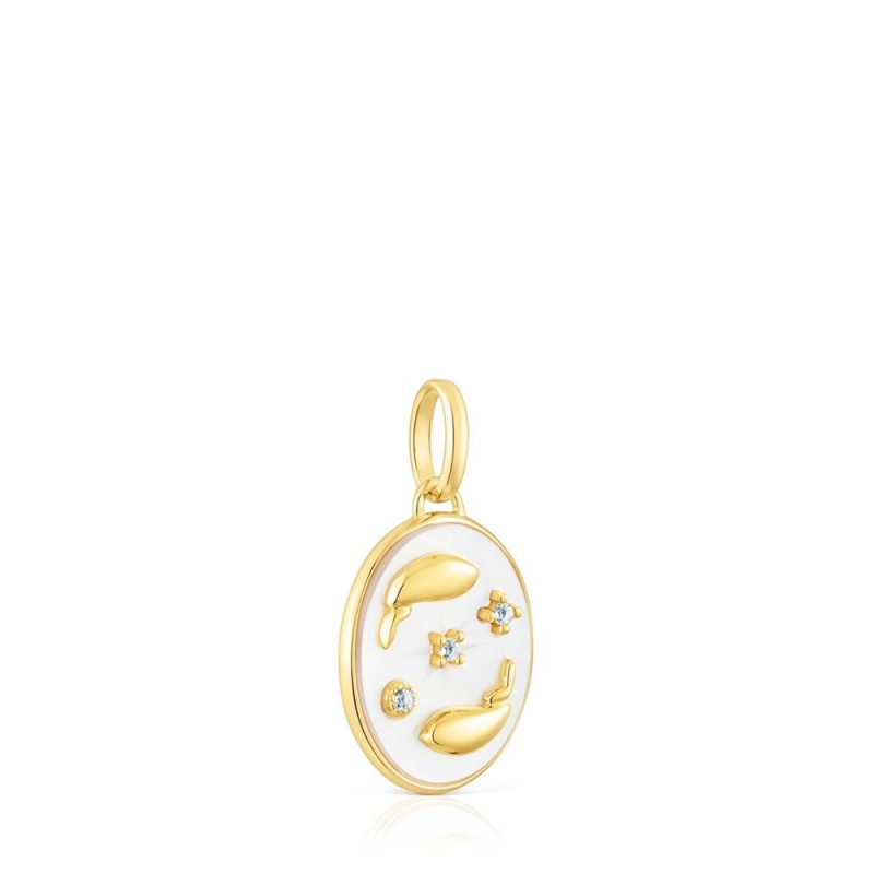 Collares TOUS Pisces Pendant in vermeil with mother-of-pearl topazes Horoscope Mujer Plateados | 4082DCOKY