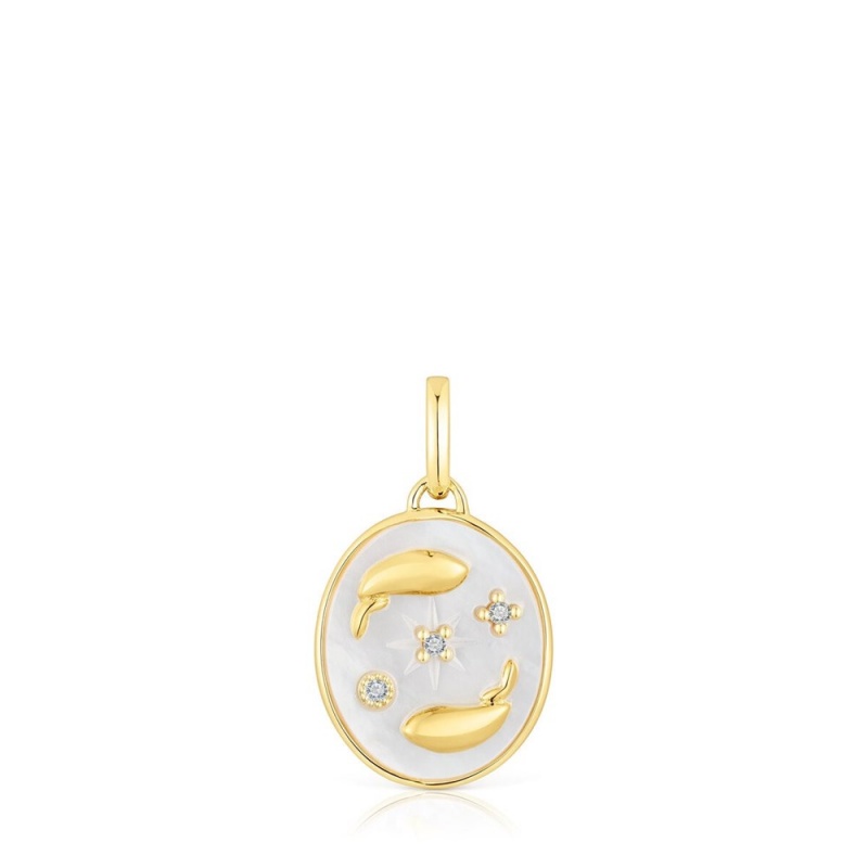 Collares TOUS Pisces Pendant in vermeil with mother-of-pearl topazes Horoscope Mujer Plateados | 4082DCOKY