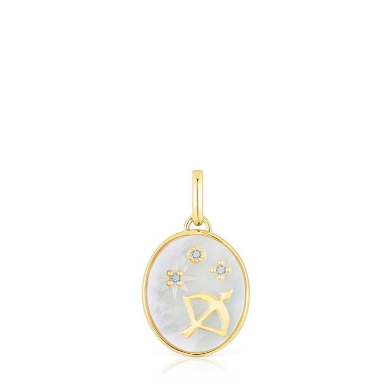 Collares TOUS Sagittarius Pendant in vermeil with mother-of-pearl topazes Horoscope Mujer Plateados | 1856NCDOX