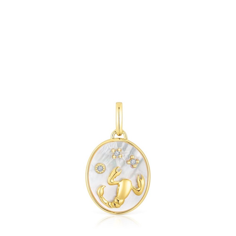 Collares TOUS Scorpio Pendant in vermeil with mother-of-pearl topazes Horoscope Mujer Plateados | 2089RJBSH