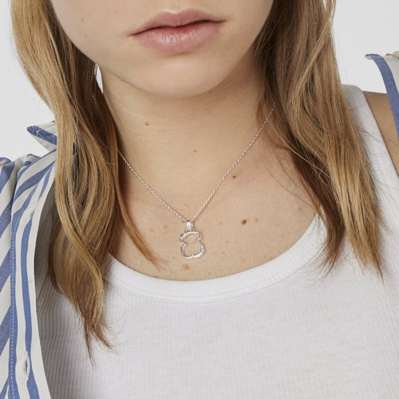 Collares TOUS Silueta Mujer Plateados | 8740UDBPY