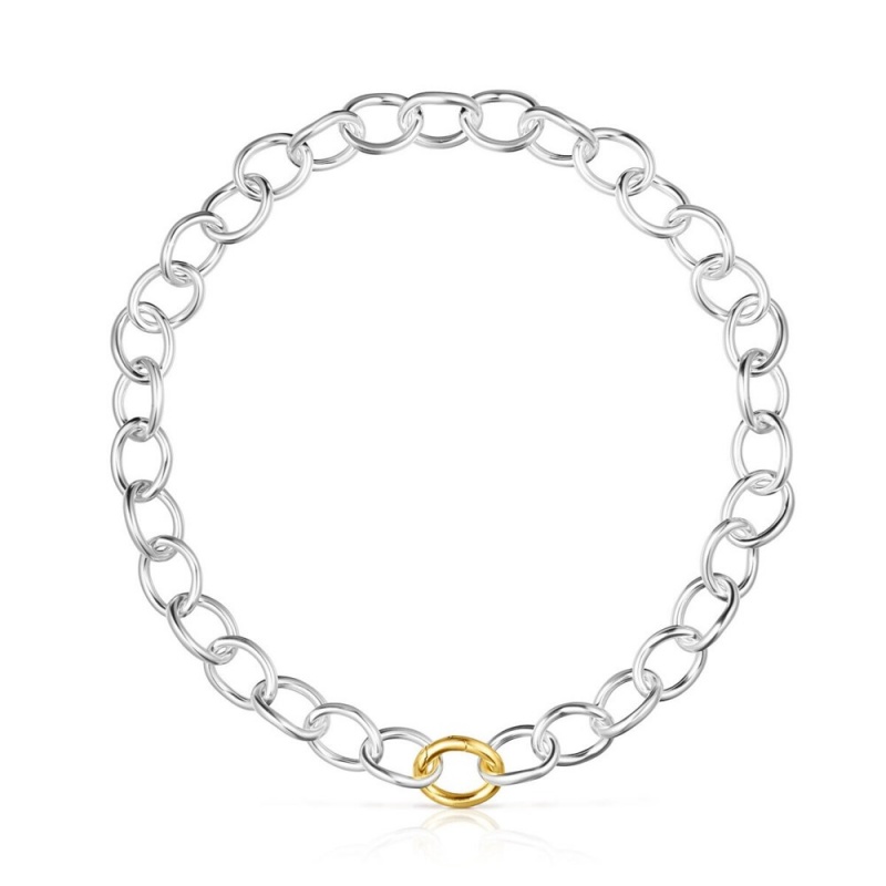 Collares TOUS Two-tone Hav Ring necklace Mujer Plateados | 5027MZAOK