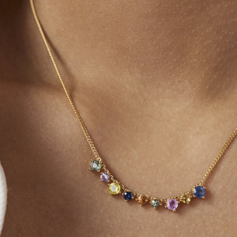 Collares TOUS Vermeil Glaring with multicolored Sapphires Mujer Plateados | 4135KSXNC