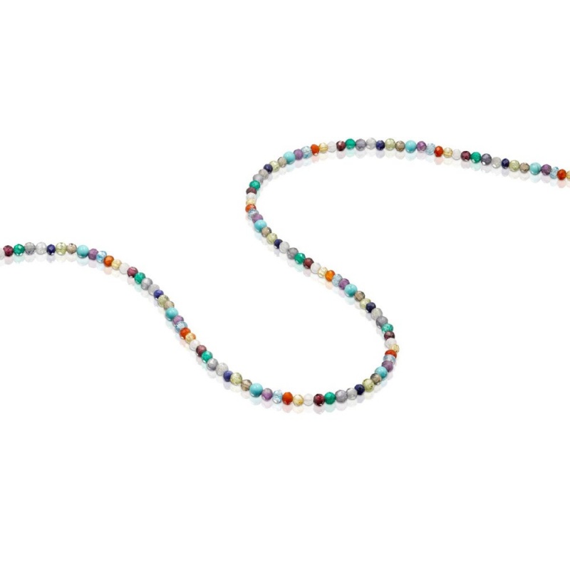 Collares TOUS Vermeil Good Vibes Choker with Gemstones Mujer Plateados | 4586NKSWE