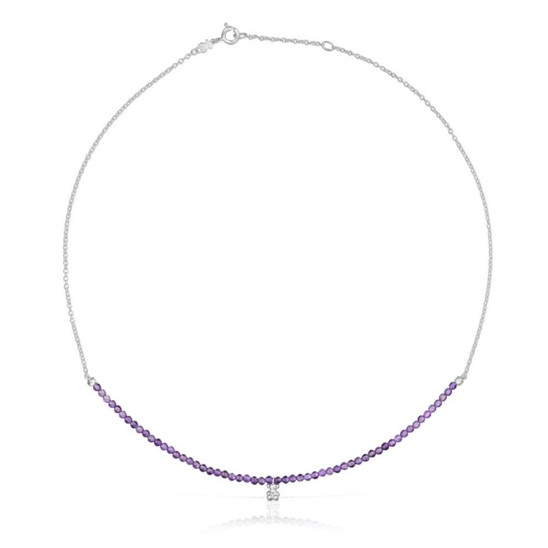 Collares TOUS amethyst Bold Bear Mujer Plateados | 2840ETDRM