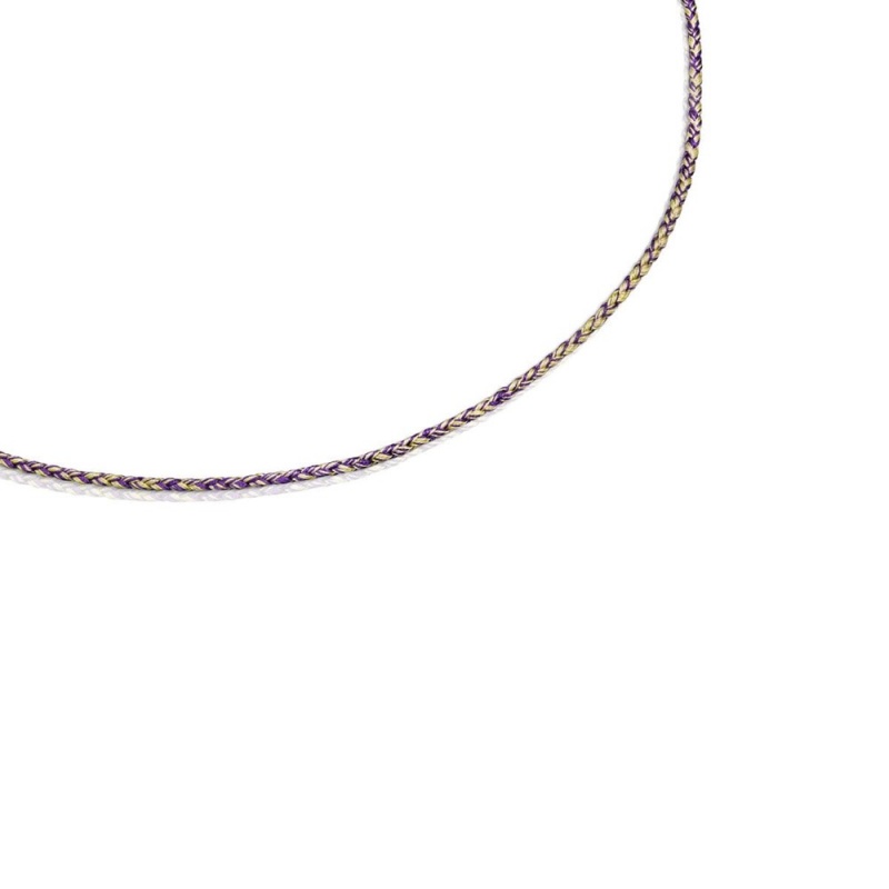 Collares TOUS lilac braided thread with vermeil clasp Efecttous Mujer Amarillos Morados Plateados | 8305ZPNEI