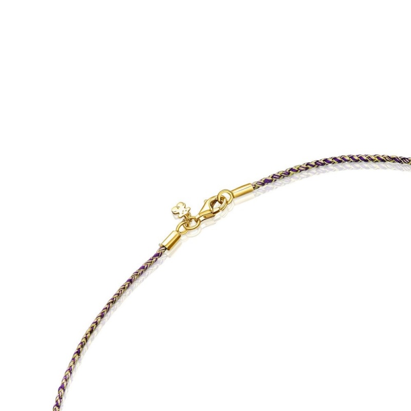 Collares TOUS lilac braided thread with vermeil clasp Efecttous Mujer Amarillos Morados Plateados | 8305ZPNEI