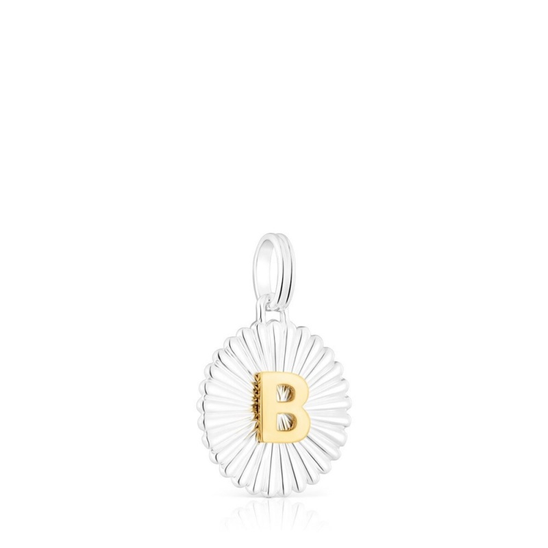 Collares TOUS vermeil Alphabet letter B medallion Pendant Mujer Plateados | 2703KEFWI