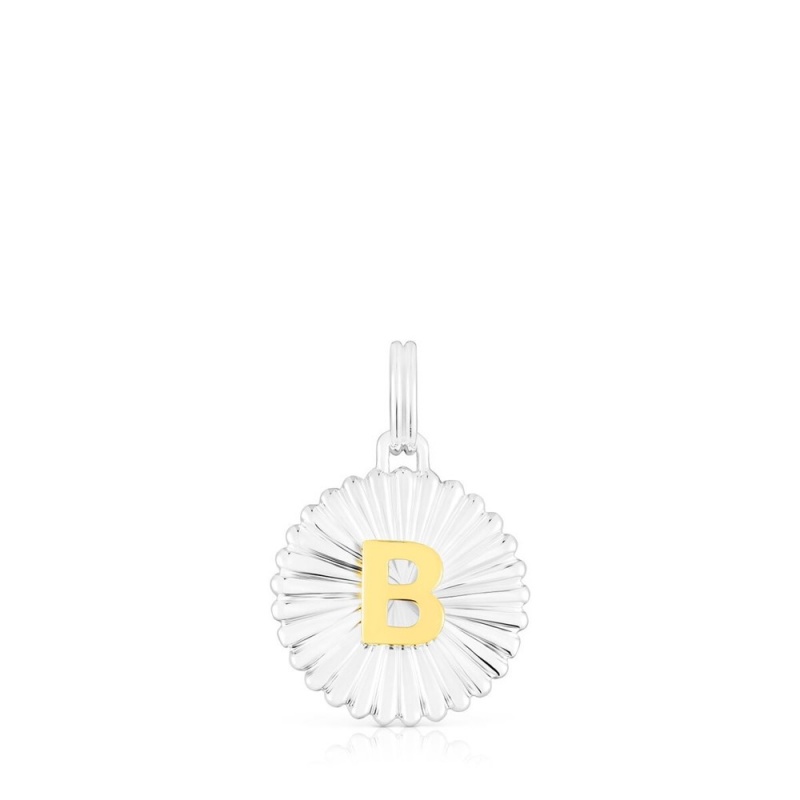 Collares TOUS vermeil Alphabet letter B medallion Pendant Mujer Plateados | 2703KEFWI