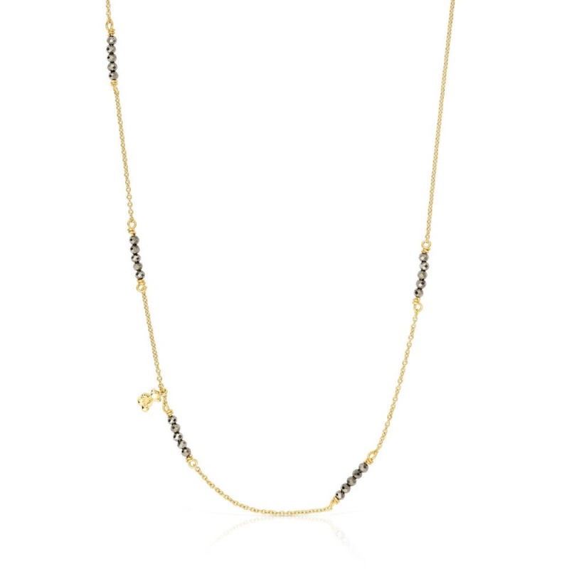 Collares TOUS vermeil Bold Bear with pyrite Mujer Plateados | 6579PAKMS