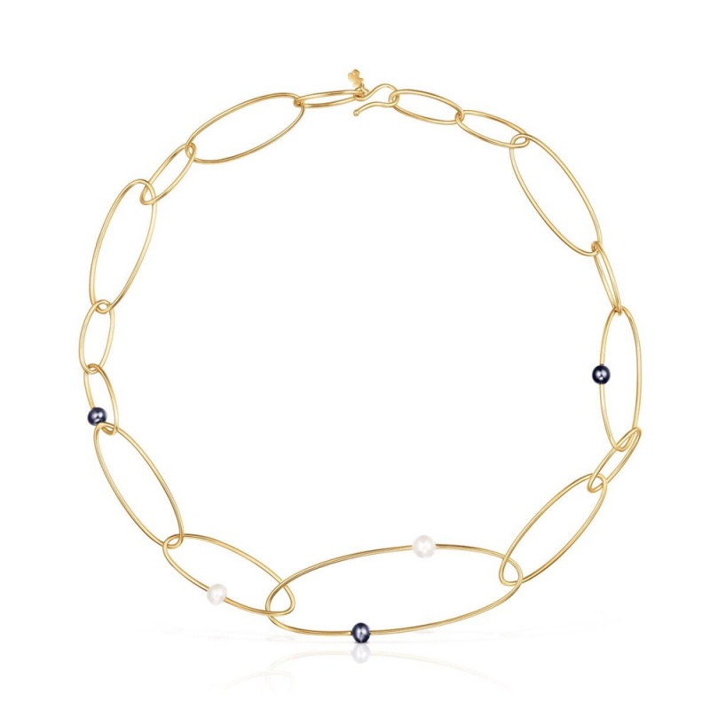 Collares TOUS vermeil Elipse with cultured pearls Mujer Plateados | 2710ZLIJA