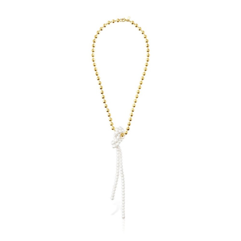 Collares TOUS vermeil Gloss with cultured pearls Mujer Plateados | 8420HFZJT