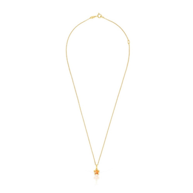 Collares TOUS vermeil Gregal flower necklace Mujer Plateados Naranjas Flores | 1359MRKIS