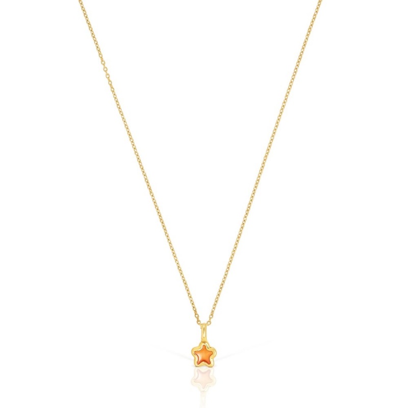 Collares TOUS vermeil Gregal flower necklace Mujer Plateados Naranjas Flores | 1359MRKIS