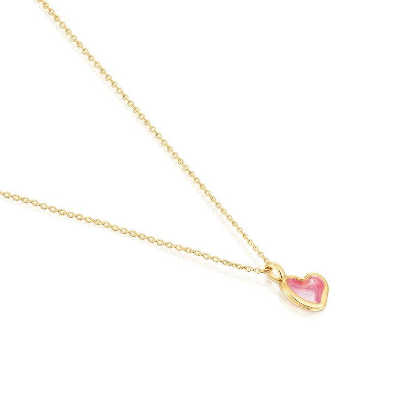 Collares TOUS vermeil Gregal heart necklace Mujer Plateados Rosas | 5801ROXCV