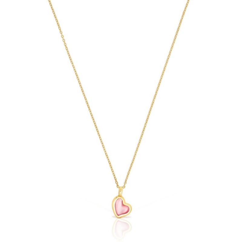 Collares TOUS vermeil Gregal heart necklace Mujer Plateados Rosas | 5801ROXCV