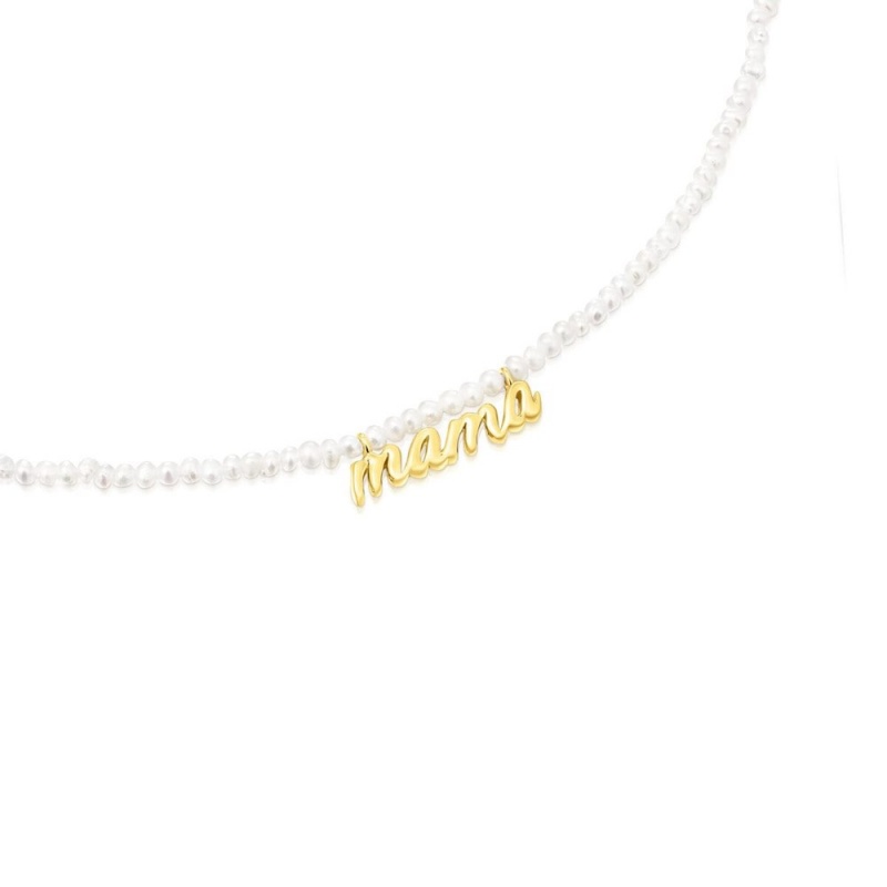 Collares TOUS vermeil Mama with cultured pearls Mama Mujer Plateados | 9258FKHYB