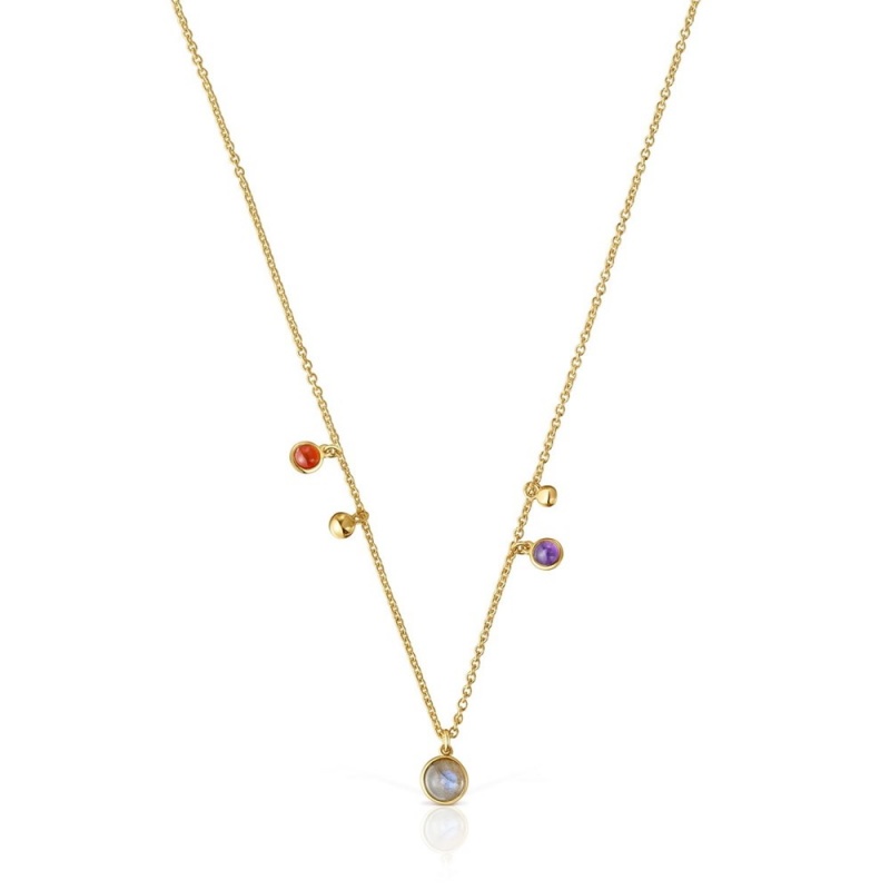 Collares TOUS vermeil Plump Charm necklace with gemstones Mujer Plateados | 2468TLAKB