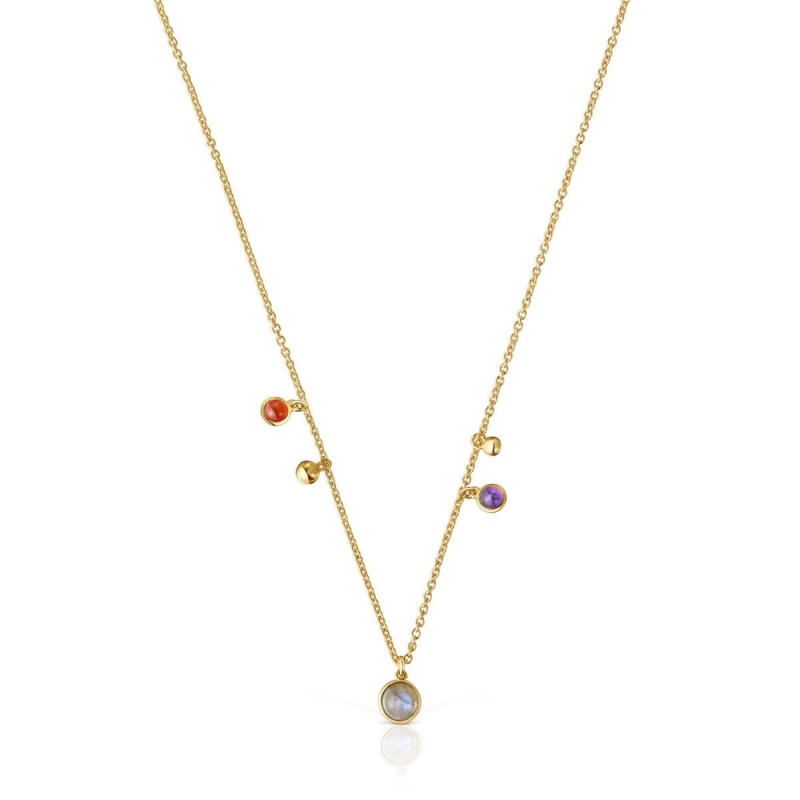 Collares TOUS vermeil Plump Charm necklace with gemstones Mujer Plateados | 2468TLAKB