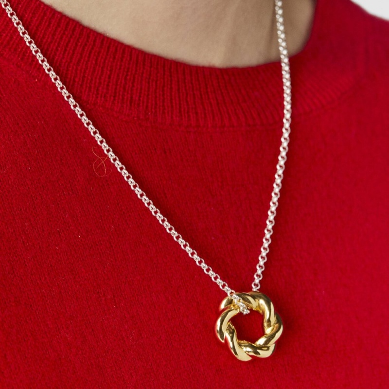 Collares TOUS vermeil Twisted donut Pendant Mujer Plateados | 9034LARTC