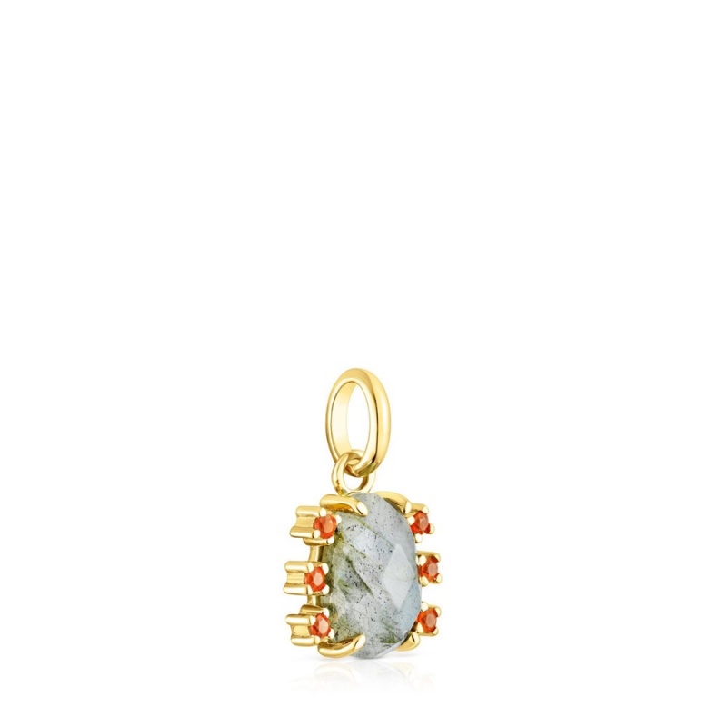 Collares TOUS vermeil Virtual Garden Pendant with labradorite carnelian Mujer Plateados | 2043TYHWU