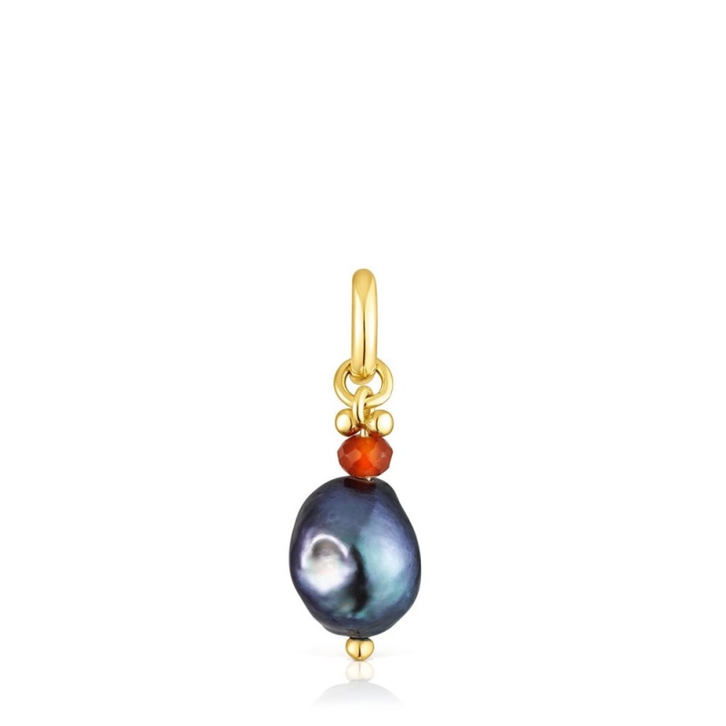 Collares TOUS vermeil Virtual Garden Pendant with cultured pearl citrine Mujer Plateados | 8104QMUSV